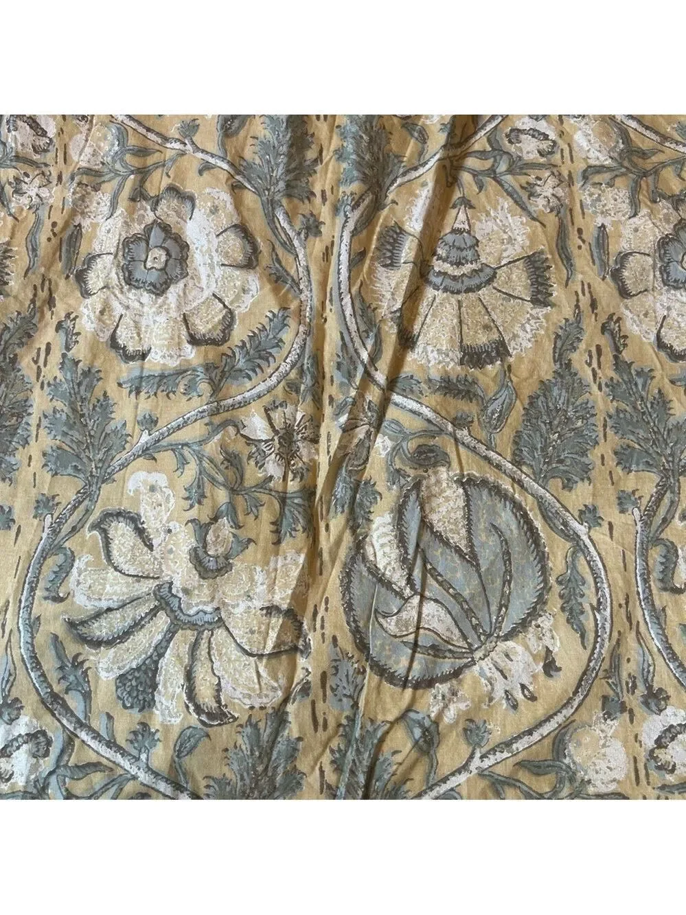 Pottery Barn Duvet Cover Penelope Kalamkari Floral Gold Full/Queen 100% Cotton